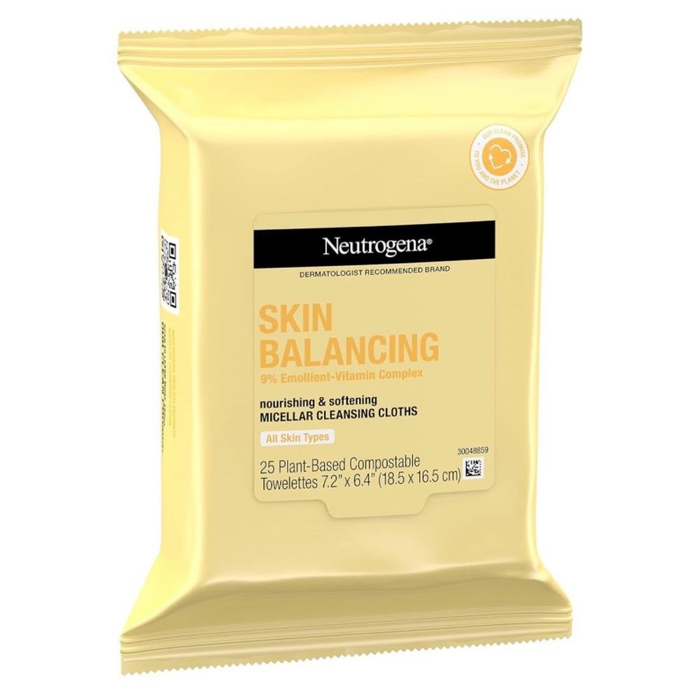 Neutrogena Skin Balancing Micellar Cleansing Cloths Makeup Remover 25towelettes